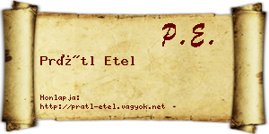 Prátl Etel névjegykártya